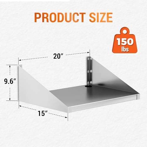 Stainless Steel Microwave Shelf Wall Mount, 20"x15"