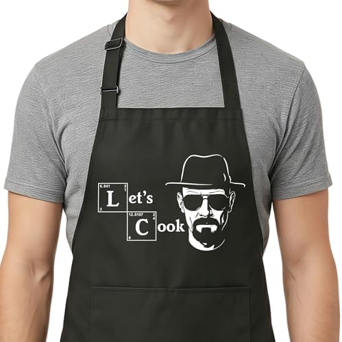 Funny Chef Apron Gifts for Men, Cooking BBQ Grilling Adjustable Bib