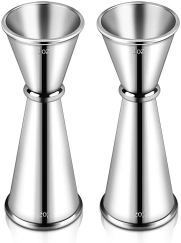 2 Pcs 304 Stainless Steel Double Jigger, 2 oz 1 oz