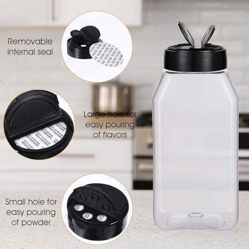 Molain 28 Pcs 16oz Plastic Spice Jars with Shaker Lids, Plastic Square