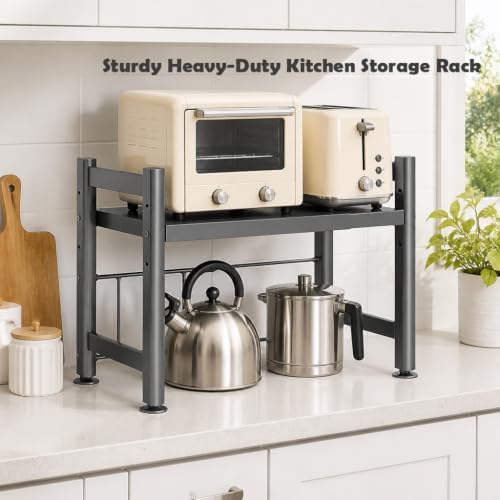 2-Tier Microwave Stand, 220lbs Rack with 6 Hooks