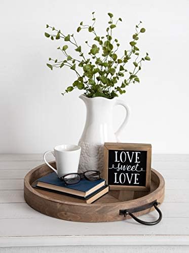 Kate and Laurel Marmora Rustic Round Decorative Tray with Pieced Wood