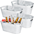OBTANIM 4 Pack 4 Gallon Galvanized Ice Buckets Metal Champagne Drink