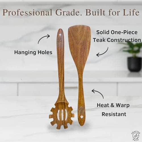 Crafted Path 9-Piece Teak Wooden Utensil Set