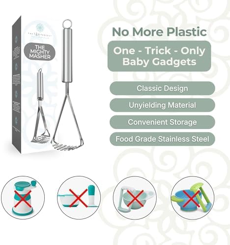 The 730 Project Mighty Masher, Baby Food Masher, Stainless Steel