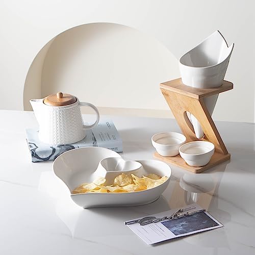Porcelain Chip and Dip Serving Set,Perfect for Chips and Dip, Veggies