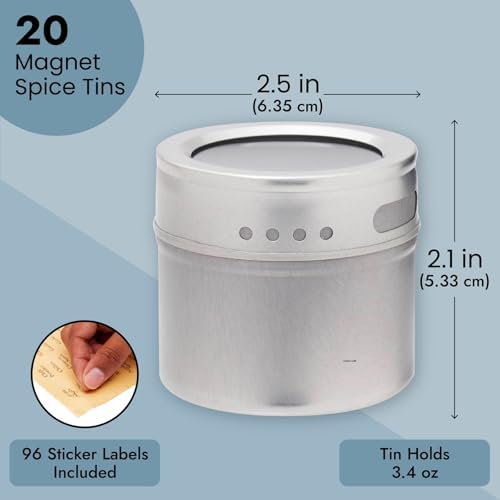 Juvale 20-Pack Magnetic Spice Jars, 3.4 fl oz