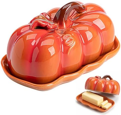 Pumpkin Butter Dish Set with Lid,Kitchen Countertop Tray with