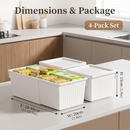 Extendable Drawer Organizer Expandable Storage Bins for Kitchen Pantry