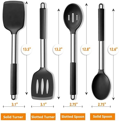E-far Silicone Cooking Kitchen Utensils Set of 4 for Non-stick