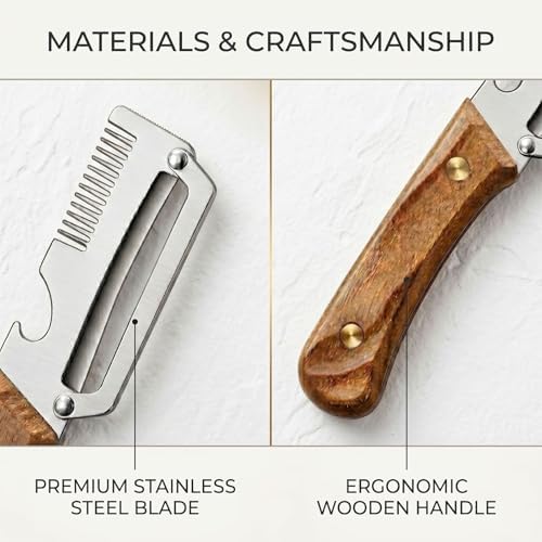 3-in-1 Vegetable Peeler, Julienne Shredder, Classic Dark Wood