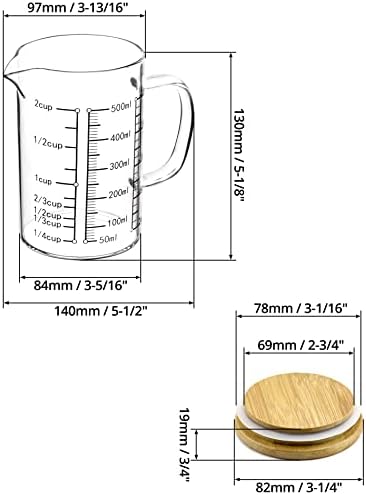 QWORK Glass Measuring Cup, 500ML (18 Oz, 2 Cup), High Borosilicate
