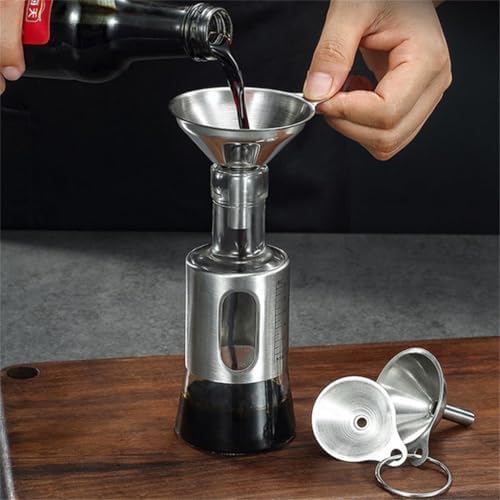 3Pcs Stainless Steel Kitchen Funnel Set Food Grade Metal Small Oil