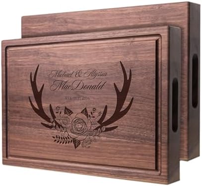 Personalized Floral Antlers Chopping Block