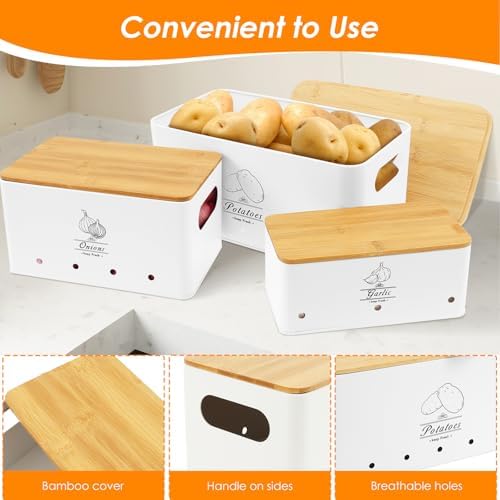 5 Pcs Potato Onion Garlic Storage Set, with Peeler and Crinkle Cutter