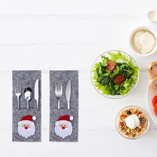 Kichvoe 8pcs Christmas Cutlery Holder Pouch Bags Santa Knife and Fork