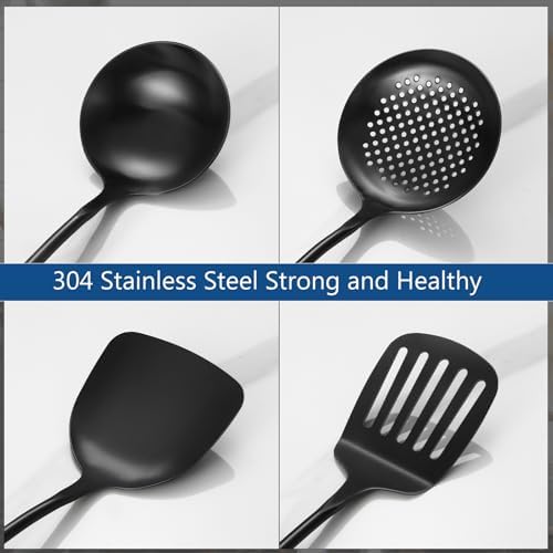 304 Stainless Steel Kitchen Utensils Set, 4 Pcs, Black