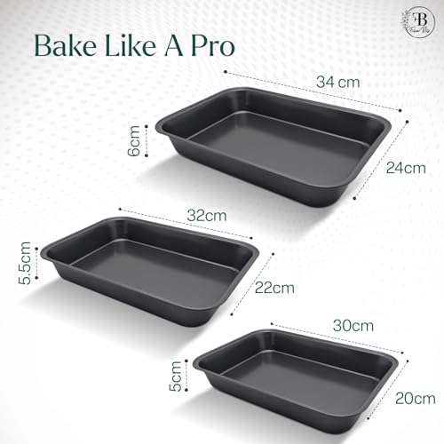 Fusion Bliss Nonstick Baking Sheets Set – 3-Piece Heavy Duty Carbon