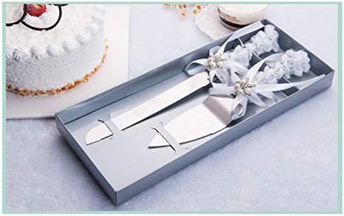 TIHOOD Set of 2 Rustic Wedding Cake Knife and Serving Set with Twine