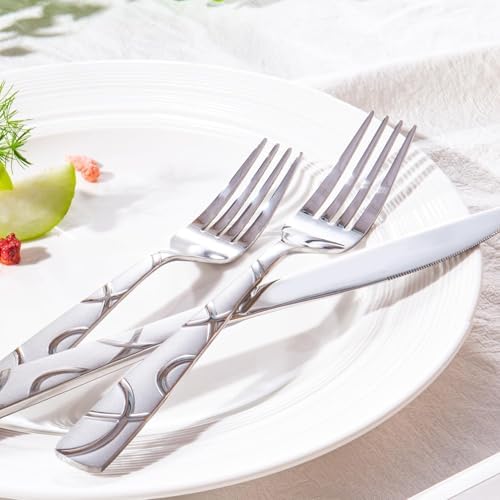 HIKAA 20PCS Silverware Set Service for 4,Premium Stainless Steel