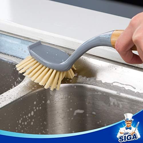 MR.SIGA Dish Brushes with Bamboo Handles, 2 Pack
