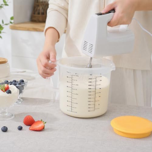 L Plastic Measuring Mixing Bowl with Handle Lid and Scale for Baking