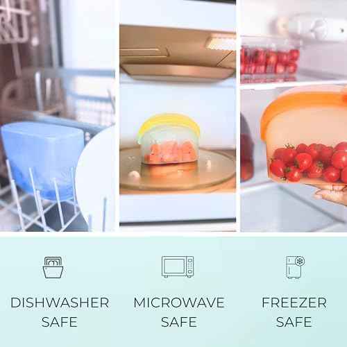 Reusable Silicone Food Storage Bags (3-Pack) | Stand-Up Wide Bottom