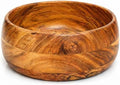 Acacia Wood Serving Bowl 10 x 4 Inch Large Round For Salad Fruit