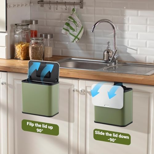 1.3 Gallon Kitchen Compost Bin with Lid – Odor Control Charcoal