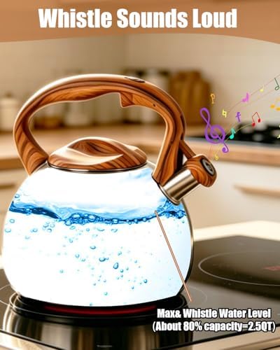 Misswater Tea Kettle for Stove Top,3.1QT Whistling Tea Kettle