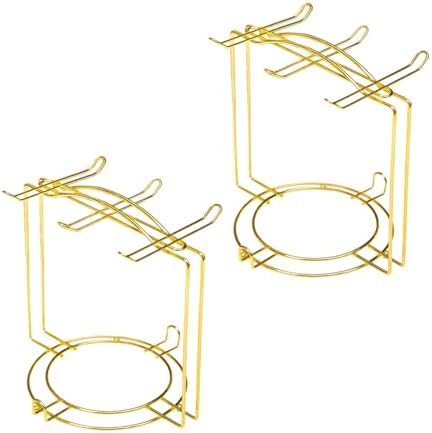 2 Pack 6-Hook Gold Metal Teacup Holder Stand for Kitchen Counter