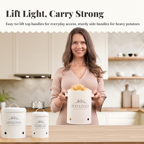 noonberry 3-Piece Potato and Onion Storage Bin Set for Kitchen