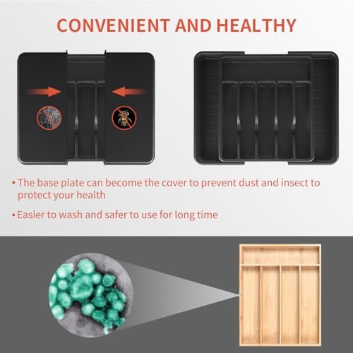 Expandable Silverware Drawer Organizer – Adjustable Utensil Tray &