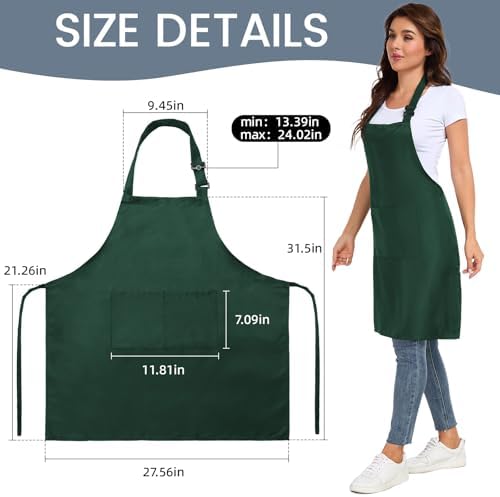 2 Pack adjustable apron with 2 pockets for men and women, waterproof