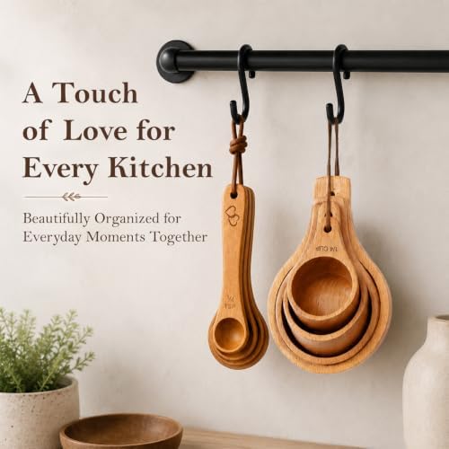 Wedding Gifts for Couple, Mr & Mrs Wooden Measuring Cups and Spoons