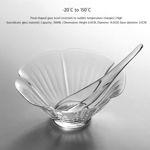 Petal-Shaped Glass Salad Bowl and Mixing Bowl Set, With Crystal Glass