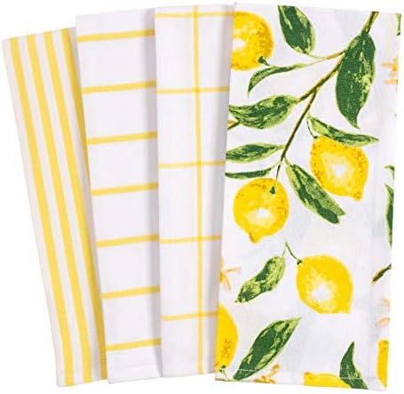 Pantry Lemons All Over Kitchen Dish Towel Set of 4, Cotton, 18 x
