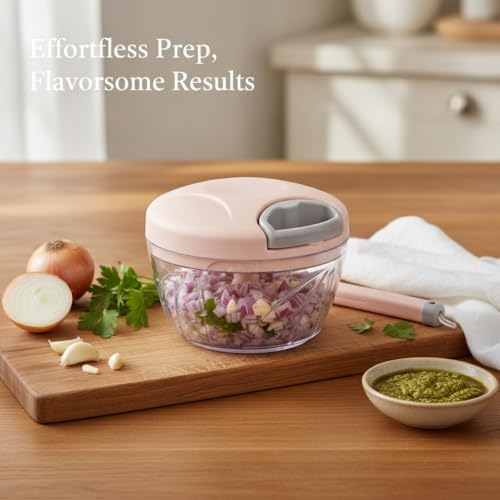 Effortless Veggie Prep: Manual Pull-String Chopper for Garlic, Onions