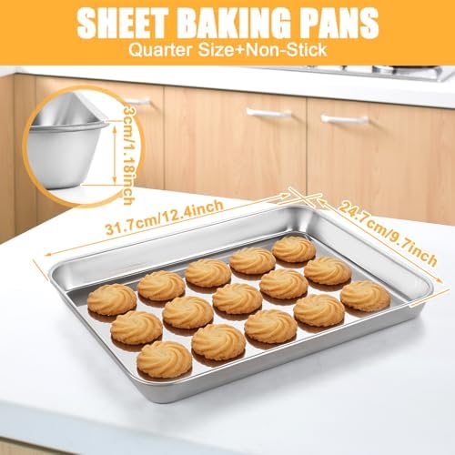 9x13 Inch Stainless Steel Baking Sheet, Quarter Sheet Pan, 2 Pack