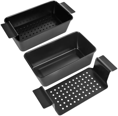Meatloaf Pan with Drain Tray, 2 Pack Meat Loaf Pan with Drip Tray