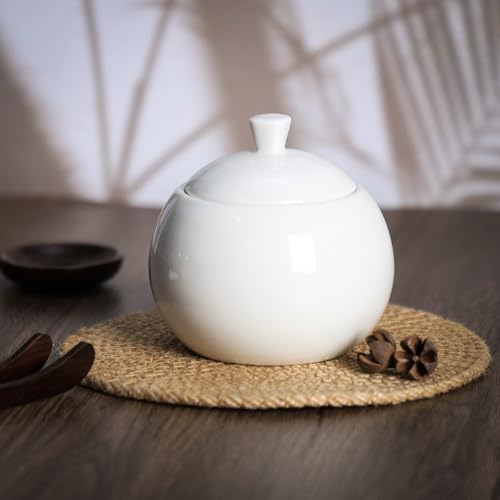 Pure White Porcelain Sugar Bowl and Creamer Set with Lid Creamer