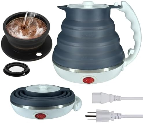 Travel Electric Kettle and Collapsible Pour Over Dripper, Black