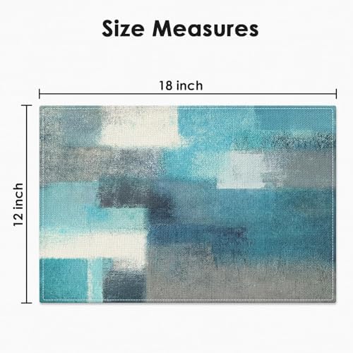 Emvency Farmhouse Placemats Set of 4, 12x18 Inch, Teal and Grey
