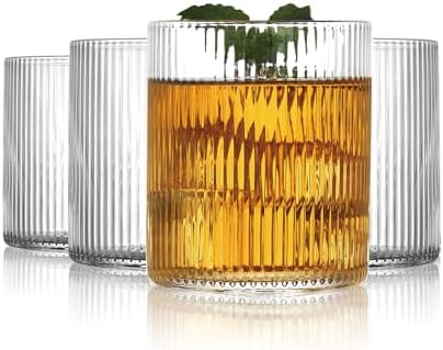 Drinking Glasses Set of 6, 10 oz Highball Glasses, Vintage Glassware