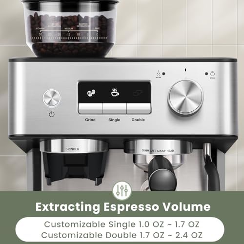 Gevi 20 Bar Espresso Machine with Grinder & Steam Wand