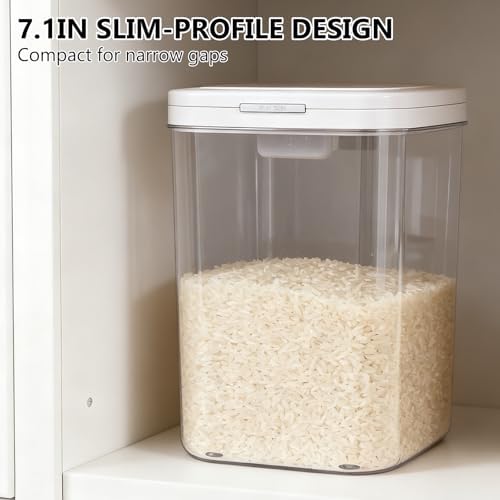 YEXEXINM 20-25 lbs Rice Dispenser with Measuring Spoon 11.4Qt/12L Tall