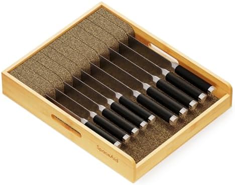 SpaceAid Large Bamboo Knife Drawer Organizer