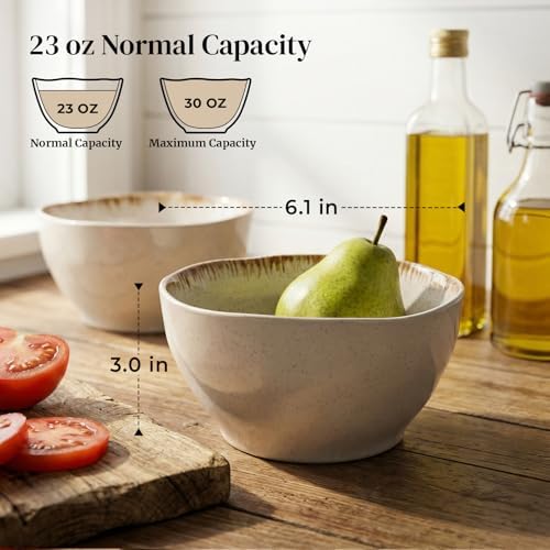 DOWAN 30 OZ Soup Bowls, Large Cereal & Salad Bowl Set of 4, Deep Bowl