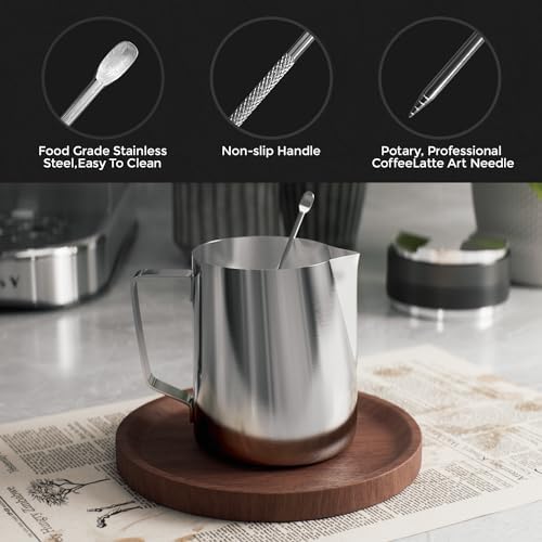 Milk Frothing Pitcher, 12 Oz/350 ML Milk Frother Steamer Cup Stainless