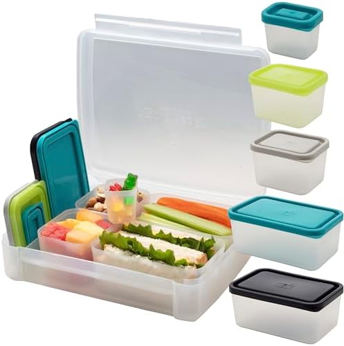 Bentology Bento Lunch Box Set w 5 Leakproof Made-to-Size Snack